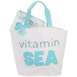 Mina Victory Vitamin Sea Beach Tote With Matching Clutch