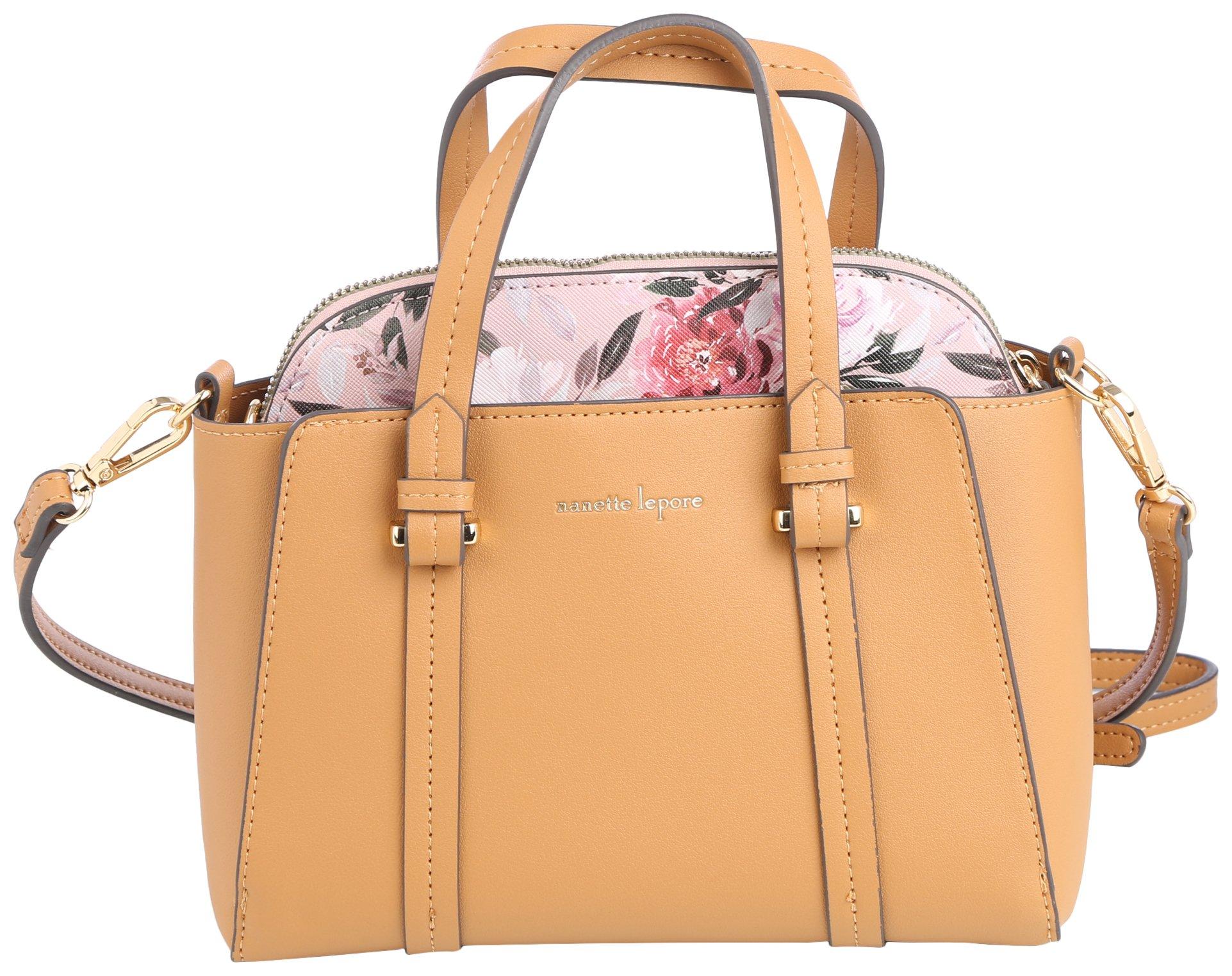 Nanette Lepore Solid Tote Bag & Bonus Floral Mini Bag