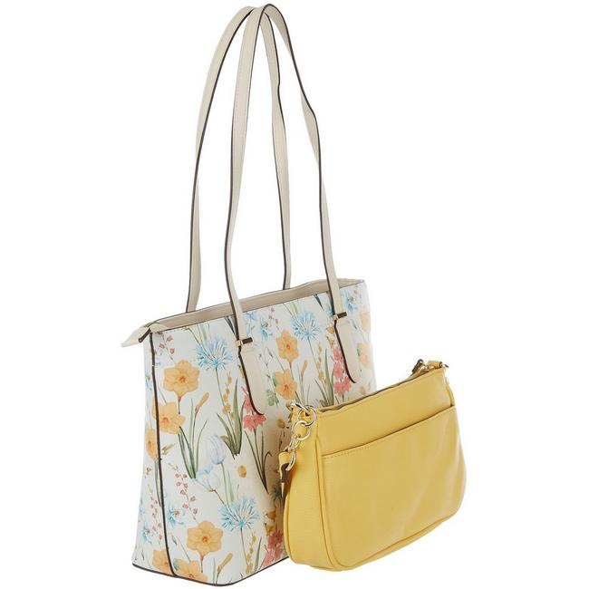 Nanette Lepore Handbag MIRABEL White Crossbody W/add Pouch Floral VEGAN  LEATHER