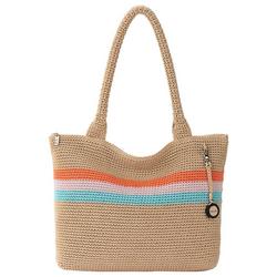 Classic Crochet Stripe Tote Handbag