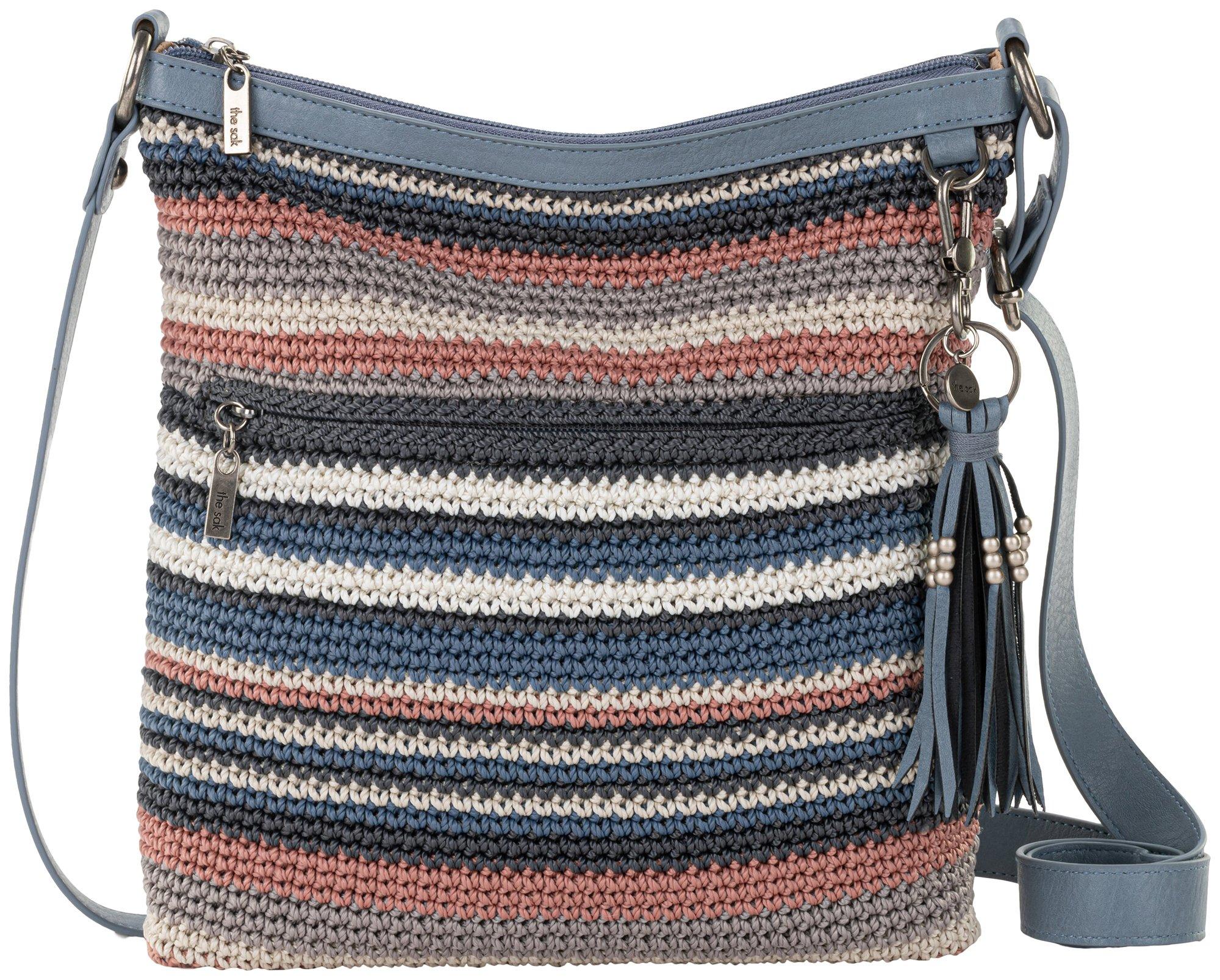 Lucia Stripe Crochet Tassel Crossbody Shoulder Bag