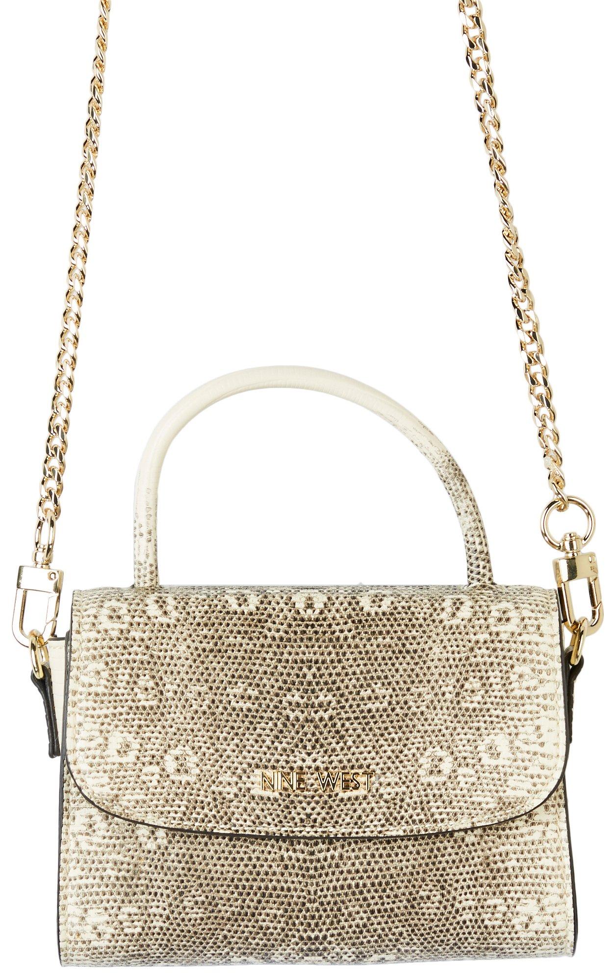 Dayle Snakeskin Chain Strap Mini Satchel Bag