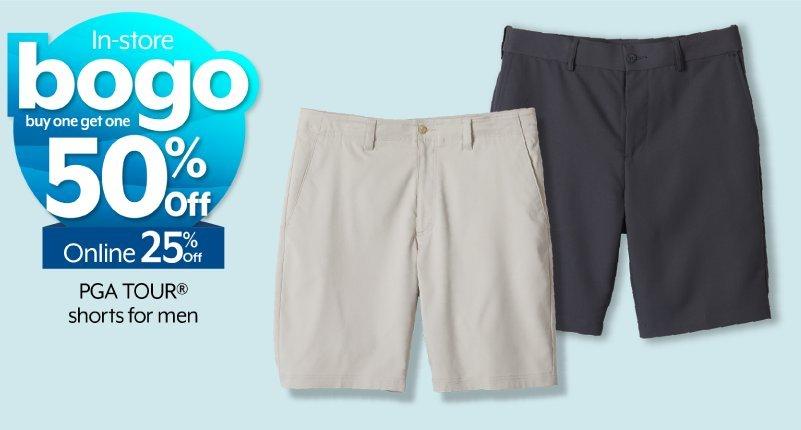 BOGO 50% off in-store. 25% off online PGA TOUR® shorts for men