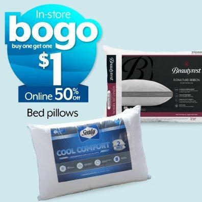 BOGO $1 off in-store. 50% off online Bed pillows
