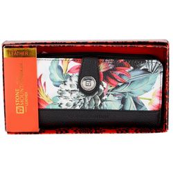 Stone Mountain Floral Solid Trim Large Tab Wallet