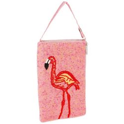 Bamboo Trading Co. Flamingo Beaded Crossbody Handbag
