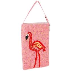 Flamingo Beaded Crossbody Handbag