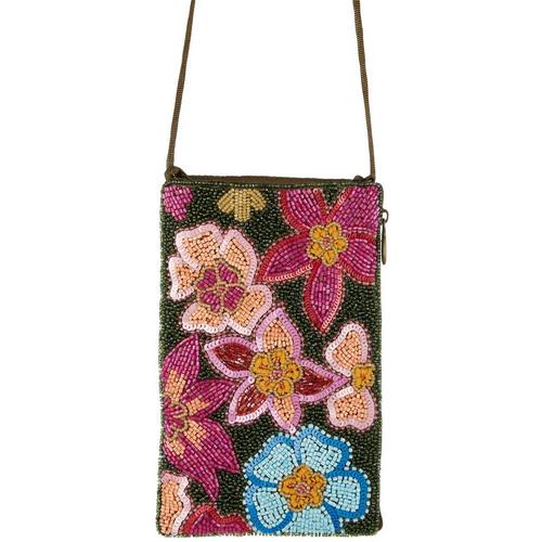 Bamboo Trading Floral Bead Sequin Mini Pouch Crossbody