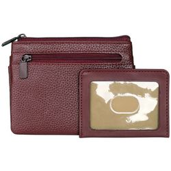 Buxton Pebbled Faux Leather ID Card Coin Case