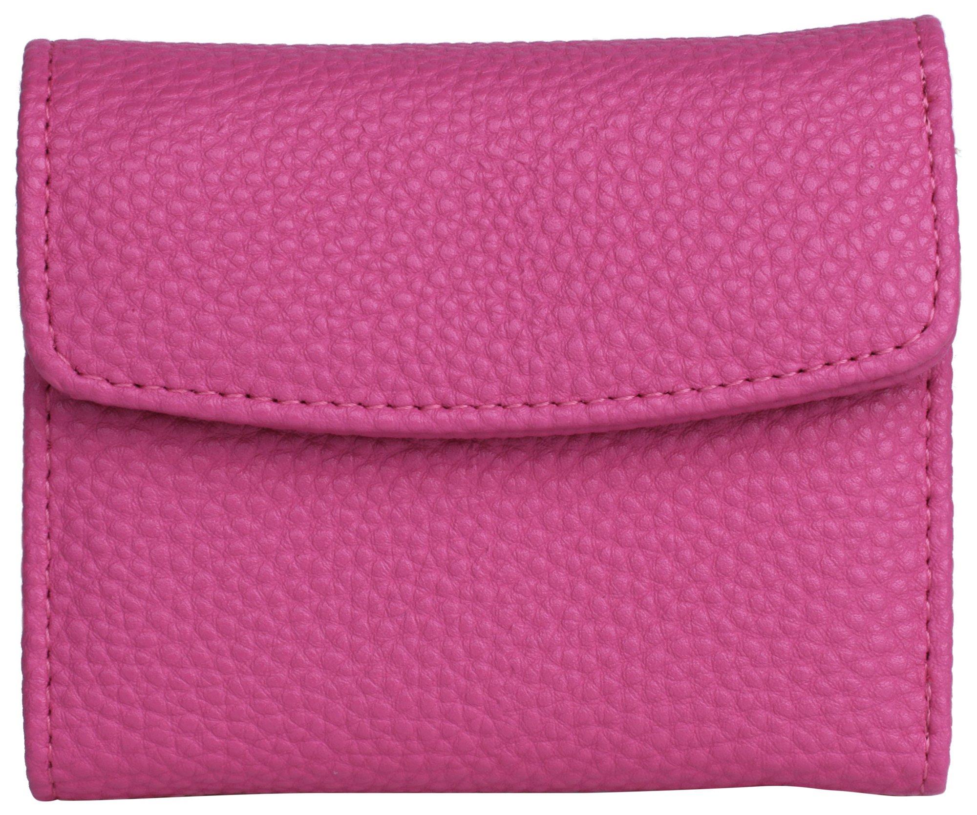 Pebbled Solid Vegan Leather Mini Trifold Wallet