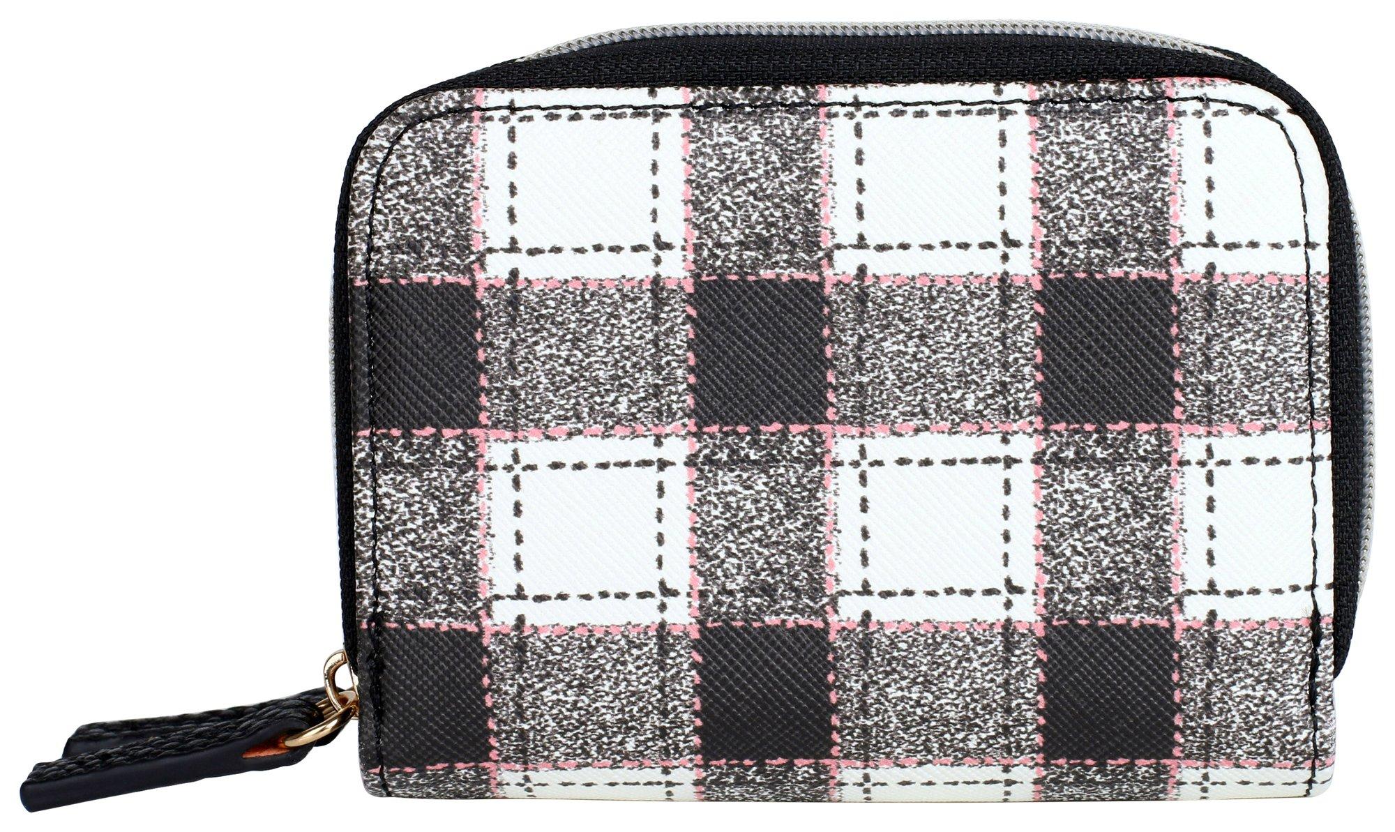 Pebbled Plaid Vegan Leather Wizard Wallet