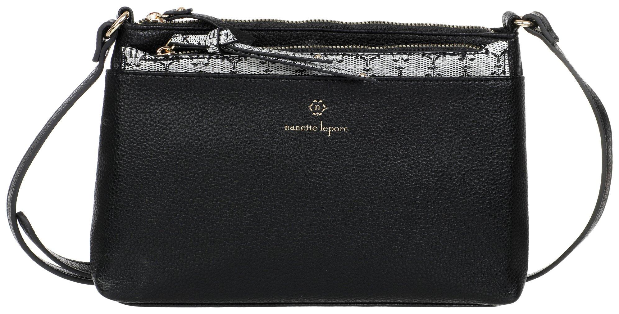 Nanette Lepore Solid Pebbled Crossbody Bag With Bonus Clutch