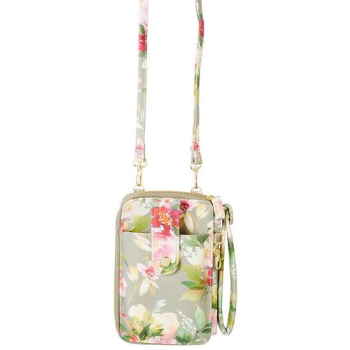 Mundi Floral Vegan Leather Mini Wristlet Crossbody Bag