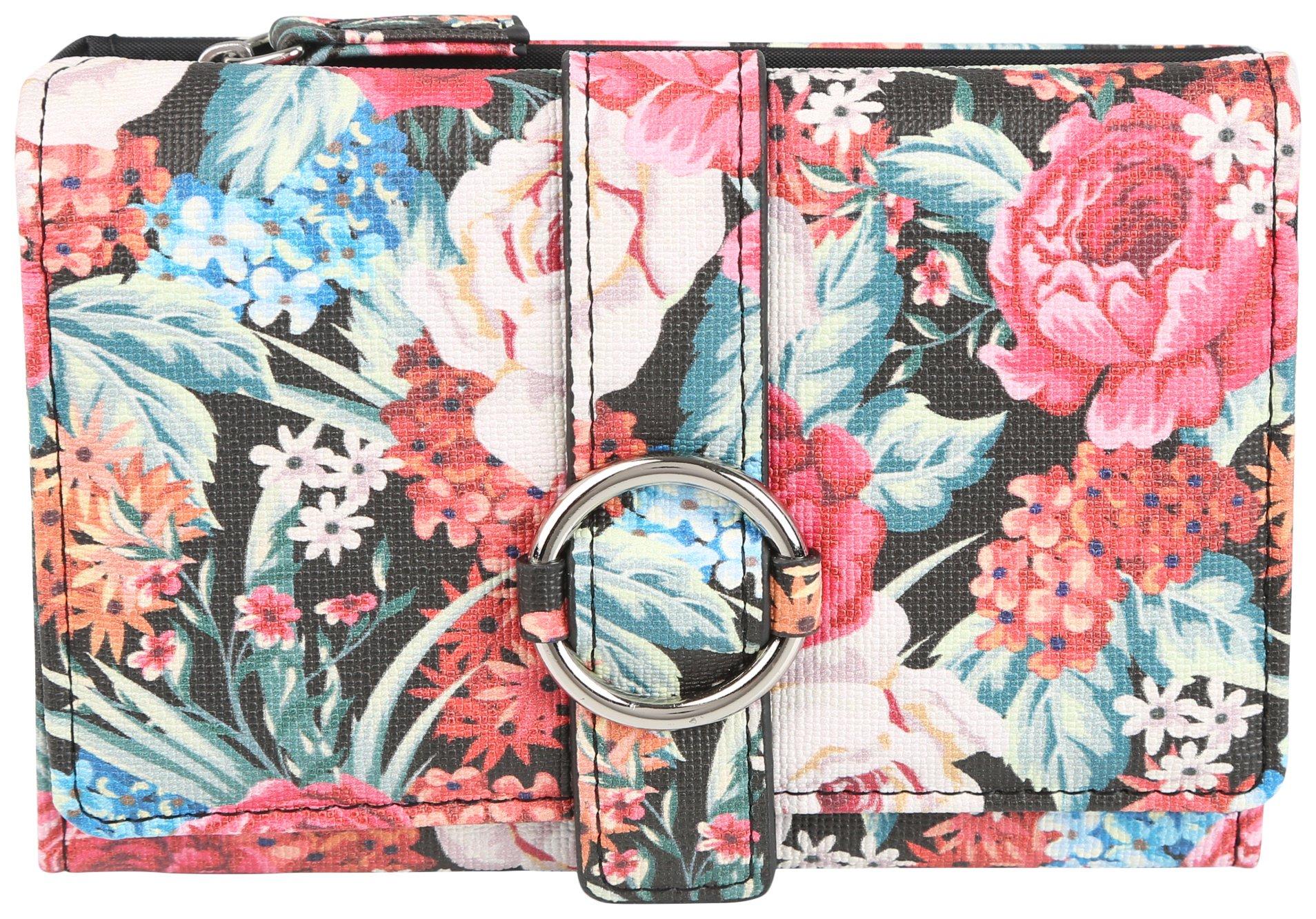 Mundi Amsterdam O-Ring Flower Print Vegan Leather Wallet