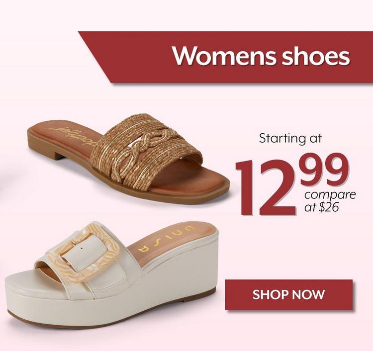 Women's shoes starting at 12.99