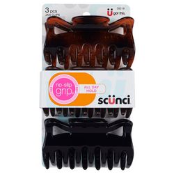 Scunci 3-Pc. No-Slip Grip 9cm Claw Hair Clip Set