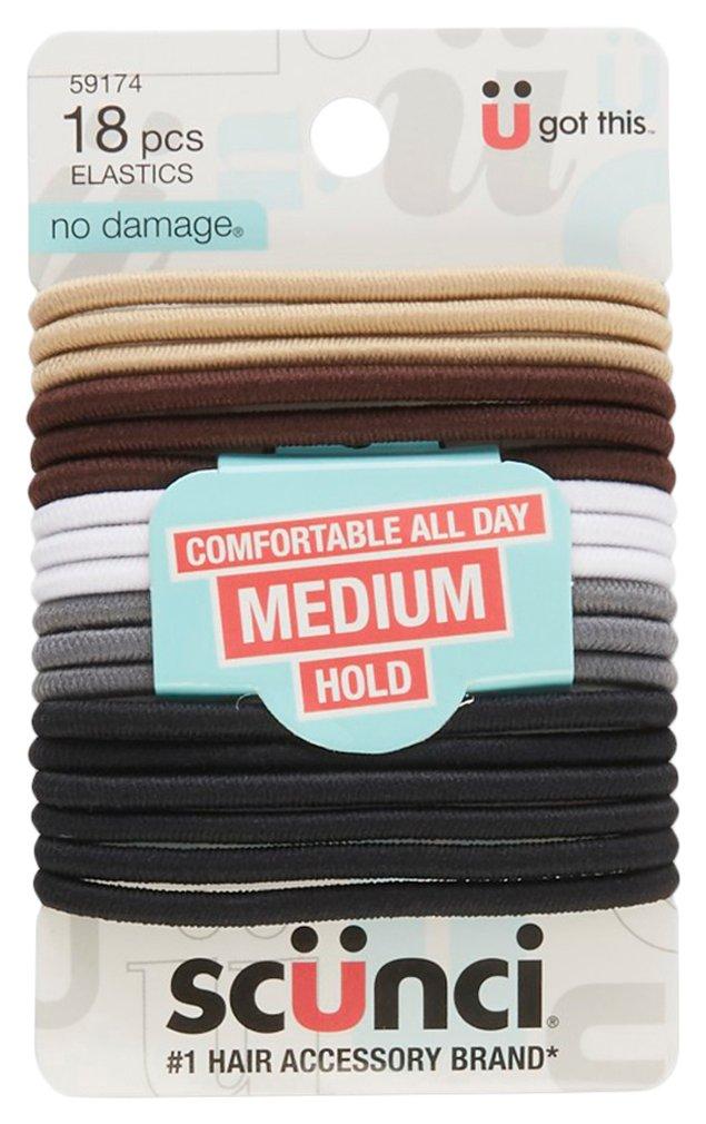Scunci 18-Pc. No Damage Solid Color Hair Elastics