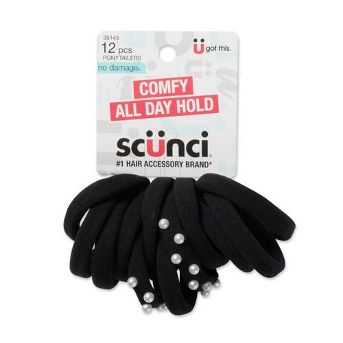 Scunci 12-Pc. No Damage Pearl Solid Hosiery Ponytailers