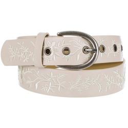 Womens Embroidered Vegan Leather Belt
