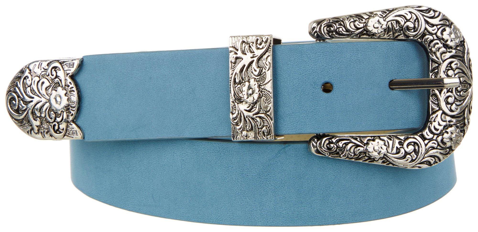 Twig and Arrow Womens Ornate Buckle Vegan Leather Belt