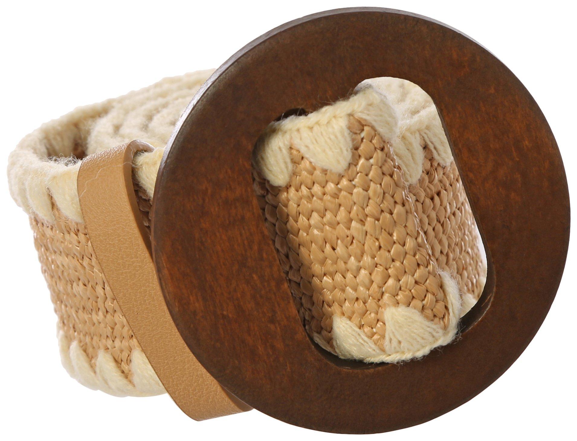 Womens Woven Belt With Wood Buckle