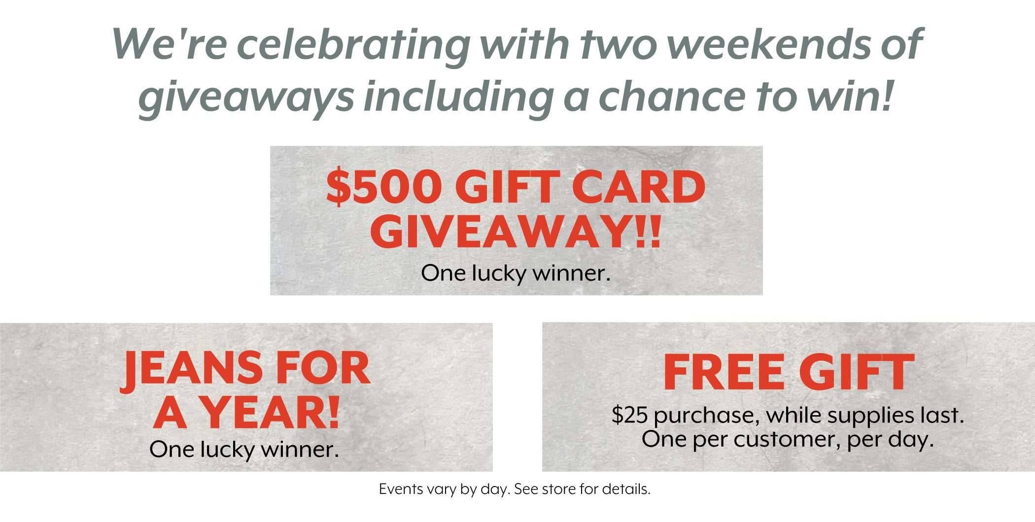 We're celebrating with two weekends of giveaways including a chance to win!