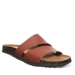 BEARPAW Womens Mia Leather Footbed Sandals