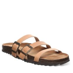 BEARPAW Womens Mercedes Leather Footbed Sandals