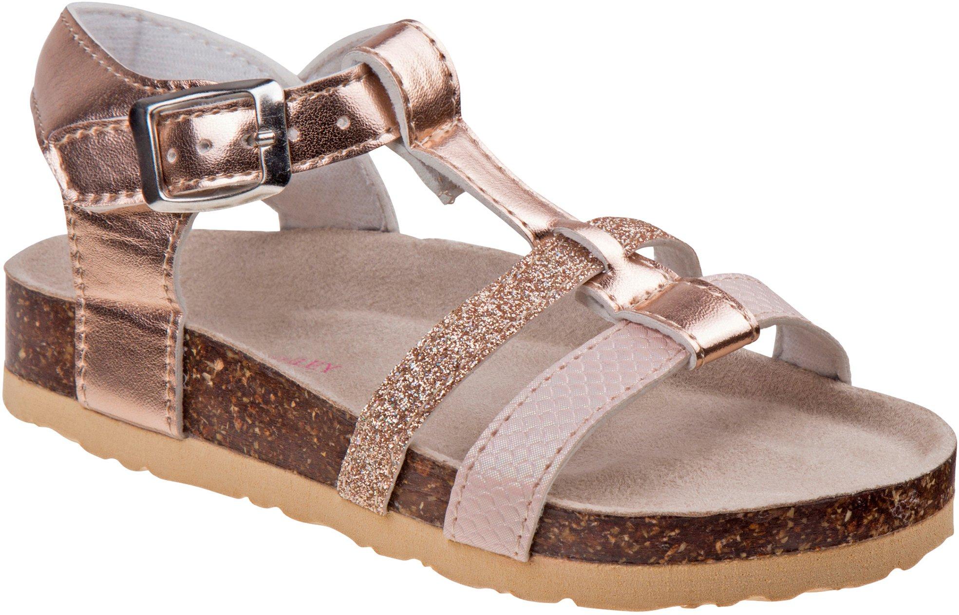 Girls Glitter T-Strap Sandals
