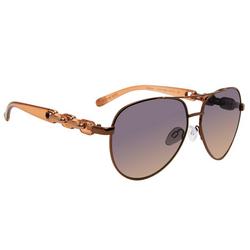 Womens Solid Aviator Faux Link Sunglasses