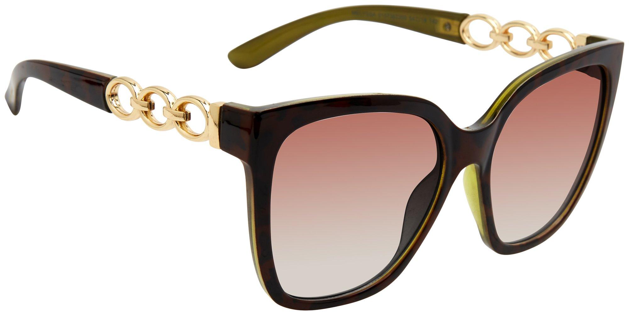 Steve Madden Womens Tortoiseshell Square Link Sunglasses