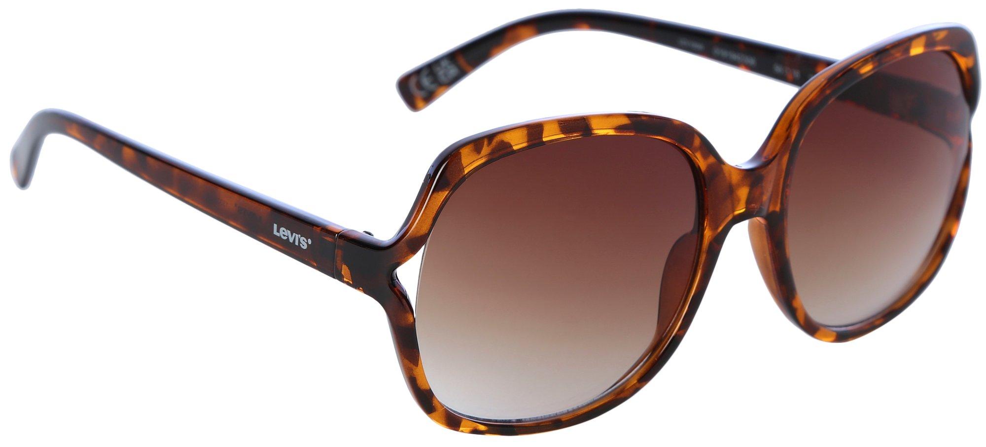 Womens Tortoiseshell Bold Square Tinted Sunglasses