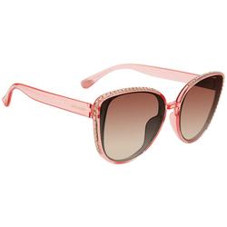 Womens Solid Crystal Cat Eye Sunglasses