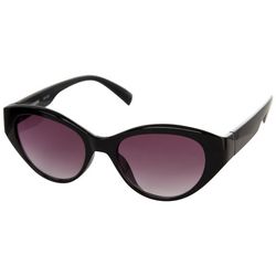 Steve Madden Womens Solid Black Plastic Cat Eye Sunglasses