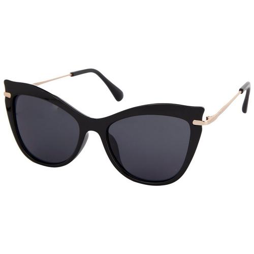 Steve Madden Womens Black Plastic Cat Eye Sunglasses