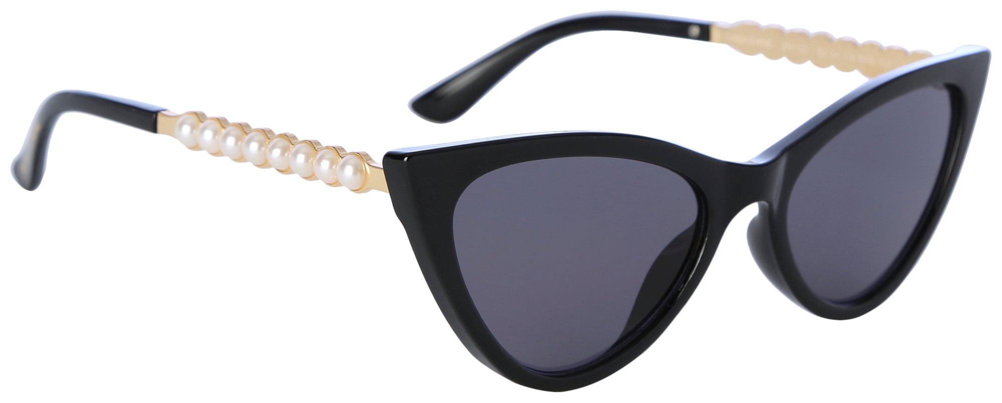 Betsey Johnson Womens Cateye Faux Pearl Sunglasses
