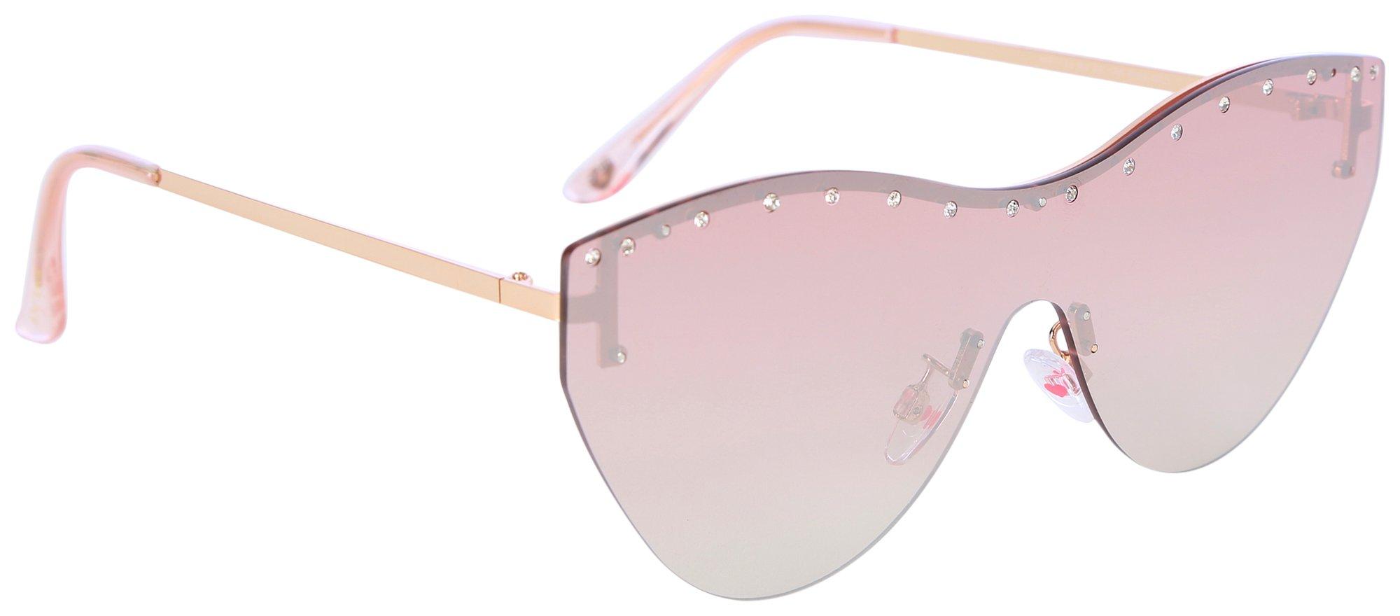 Betsey Johnson Womens Crystal Shield Sunglasses