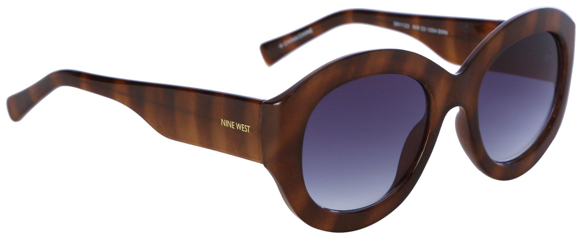 Nine West Womens Bold Oval Tortoiseshell Sunglasses