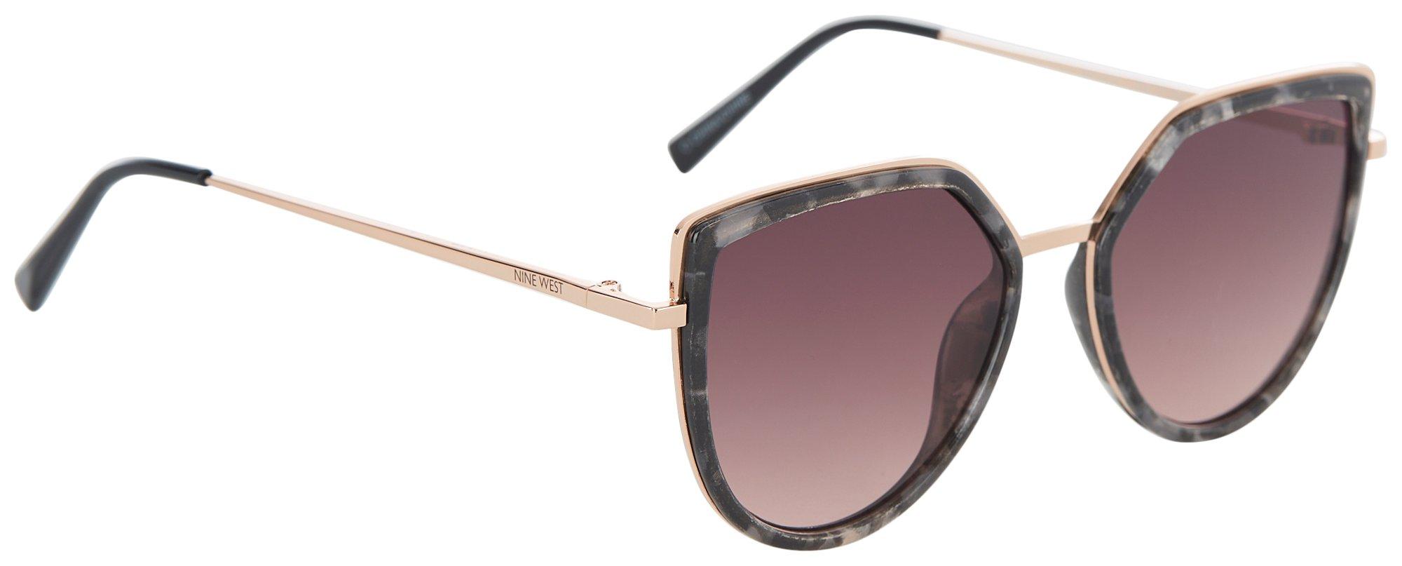 Womens Cateye Tortoiseshell Metal Sunglasses