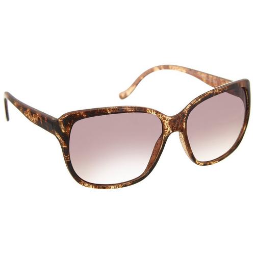 Bay Studio Womens Rectangular Tortoise Brown Sunglasses