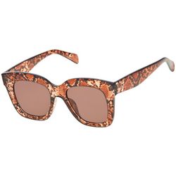 Steve Madden Womens Square Snakeskin Frame Sunglasses