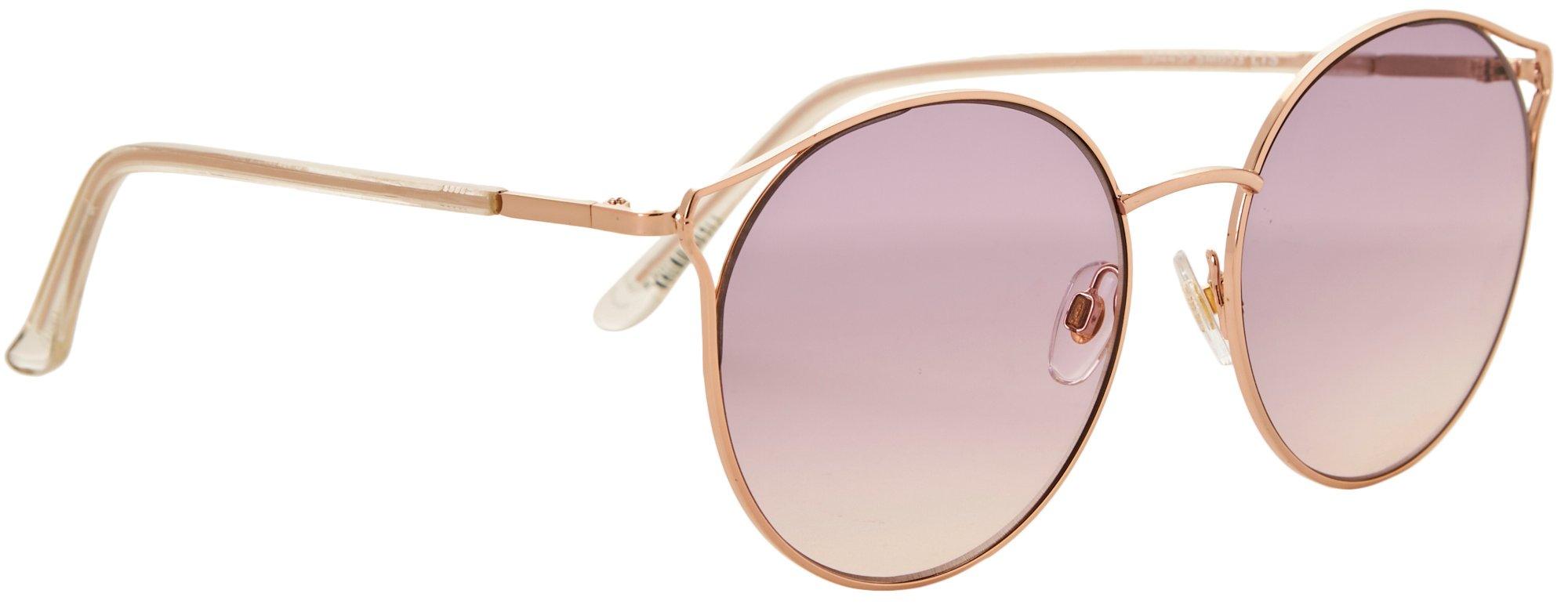 Steve Madden Womens Round Cat Eye Rose Goldtone Sunglasses