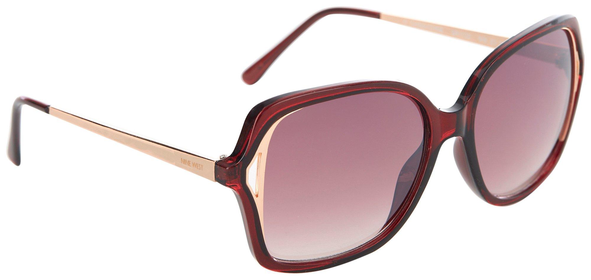 Nine West Womens Solid Rose Gold Tone Accents Sunglasses