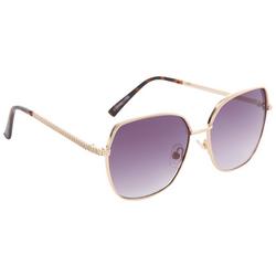 Womens Rounded Gold Tone Sunglasses