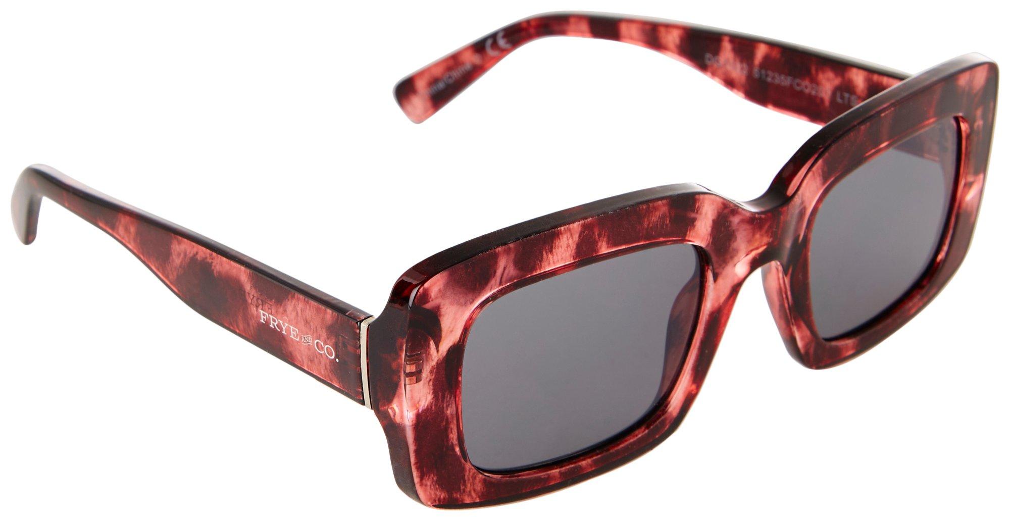 Womens Rectangular Translucent Frame Sunglasses