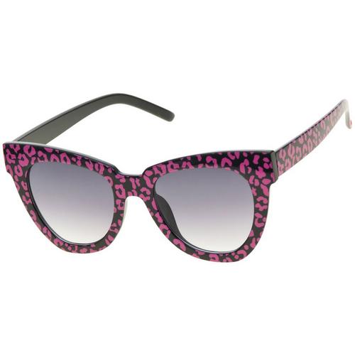 Betsey Johnson Womens Leopard Print Cat Eyr Sunglasses