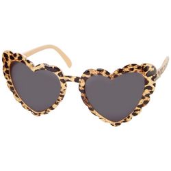 Betsey Johnson Womens Leopard Heart-Shaped Sunglasses