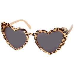 Womens Leopard Heart-Shaped Sunglasses
