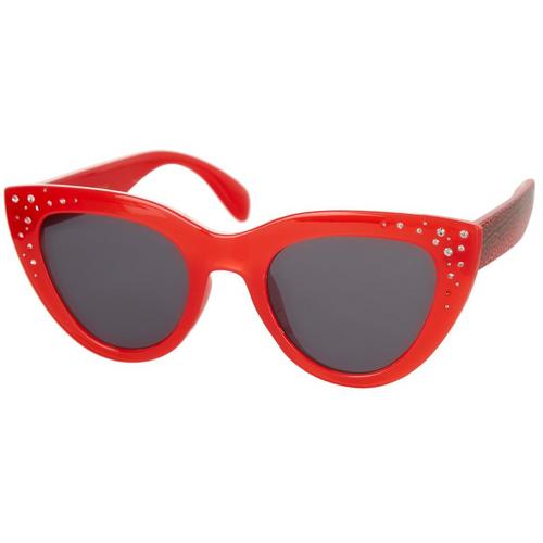 Betsey Johnson Womens Rhinestone Leopard Cat Eye Sunglasses