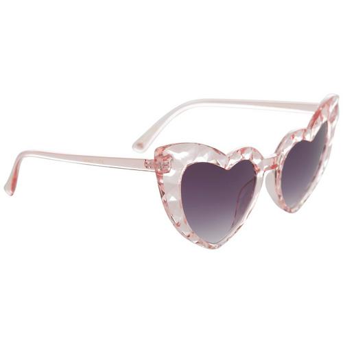 Betsey Johnson Womens Faceted Heart Frame Sunglasses